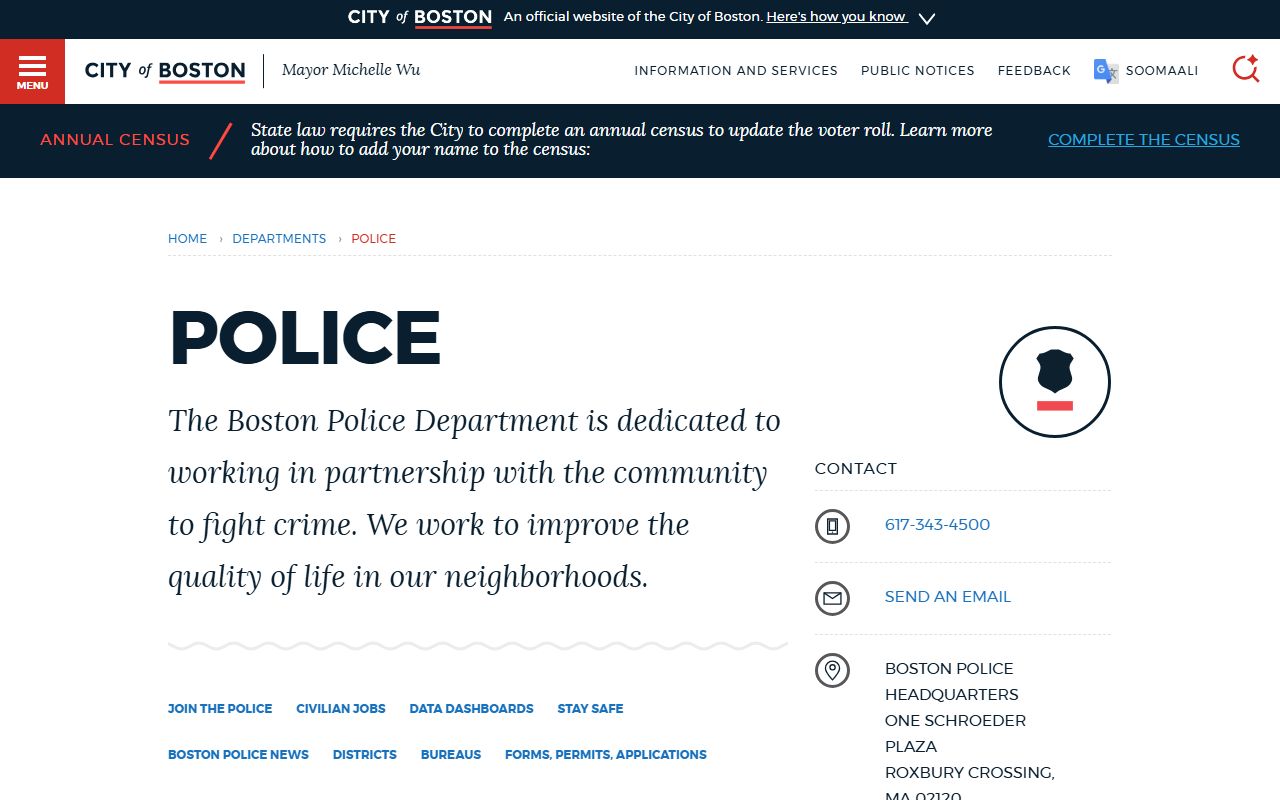 Boston Police Department official website