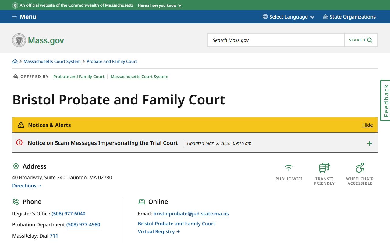 Bristol County Probate and Family Court website
