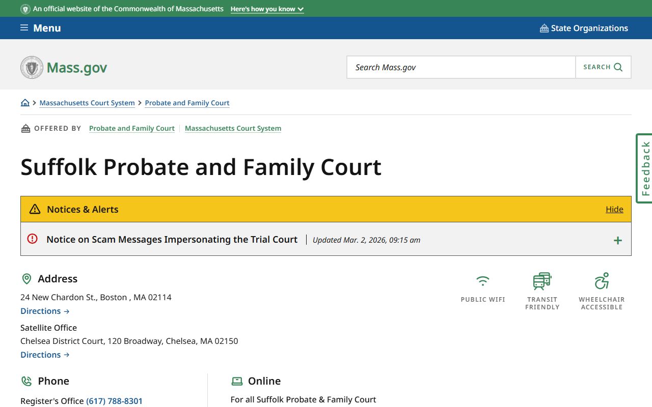 Suffolk Probate and Family Court details on Mass.gov